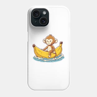 Cute Monkey On Banana Float Phone Case