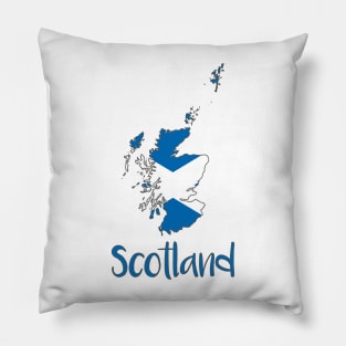 Scotland Saltire Map Typography Design Pillow