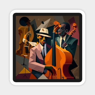 Abstract Art - men playing music, JAZZ men Magnet