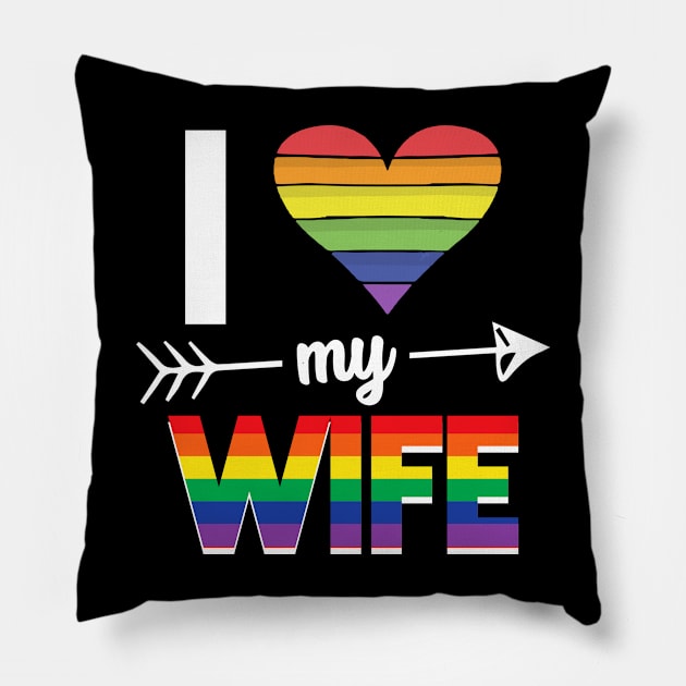 Womens i love my wife lgbt lesbian gay pride rainbow Pillow by TerronesAdrianer