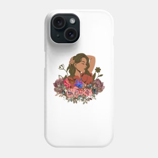 painting of women and beautiful flowers Phone Case