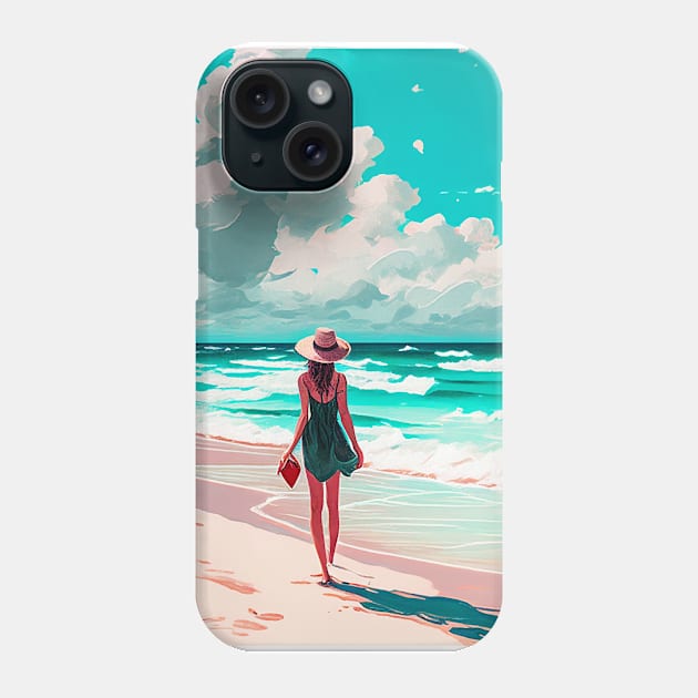 Beach Babe walking for seashells Phone Case by CaptainHobbyist