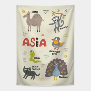 Asian Animals Tapestry