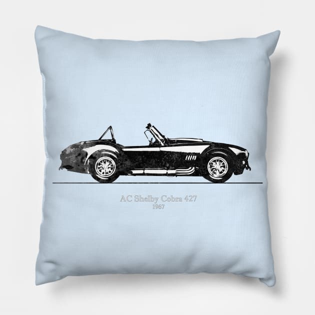 AC Shelby Cobra 427 1967 Watercolor Illustration Pillow by SPJE Illustration Photography