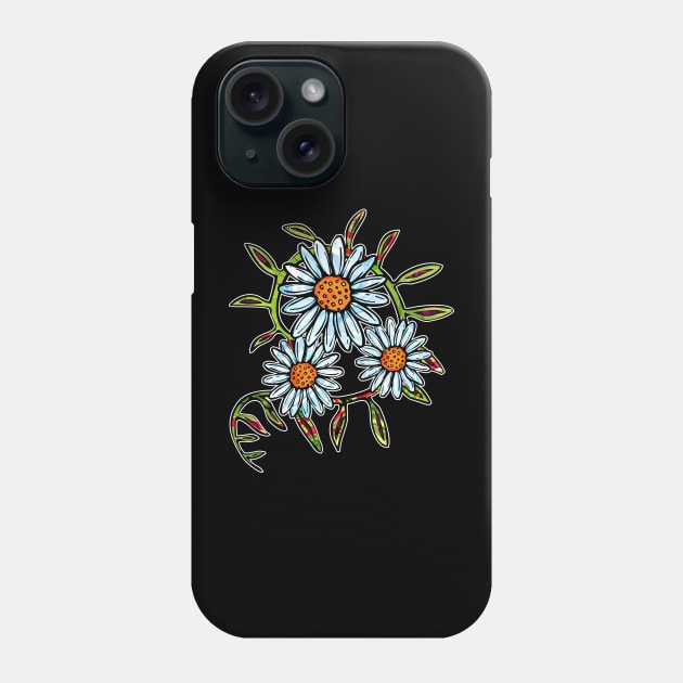 Bright daisy flowers with swirly leaves Phone Case by NadiaChevrel