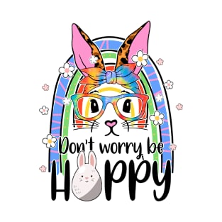 Don't Worry Be Hoppy Tie Dye Bunny Rainbow Easter Day T-Shirt