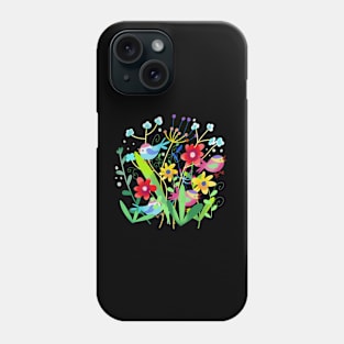 Summer flowers and bird Phone Case