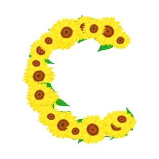 Sunflowers Initial Letter C (White Background) T-Shirt