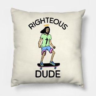 Righteous Dude Funny Jesus Riding Skateboard Pillow