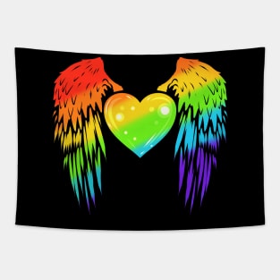 Colorful Winged Heart LGBTQ Pride Month Tapestry