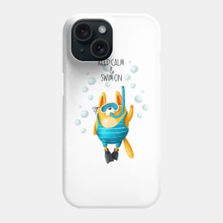 Keep Calm and Swim On Funny Cat Diver Phone Case