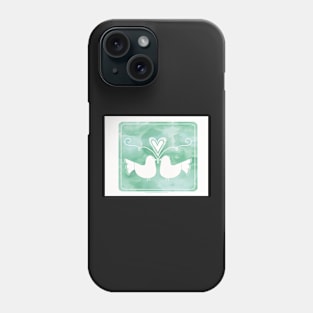 Teal Watercolor Love Birds Phone Case