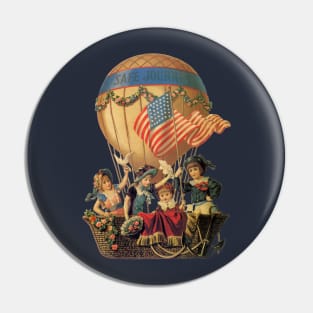 Vintage Hot Air Balloon with Children, Safe Journey Pin