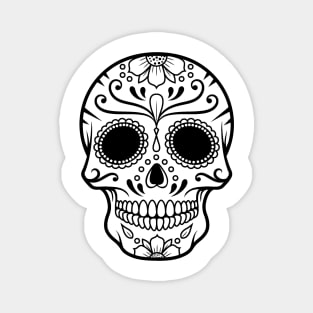 Day of the Dead Skull Black Magnet