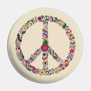 Floral Peace Sign - On the Back of Pin