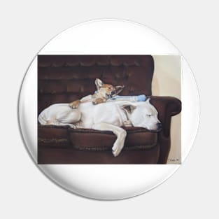 cute puppy sleeping with white american bulldog Pin