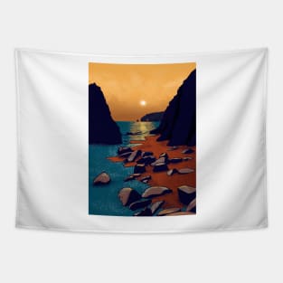 Dark and moody Irish beach scene Tapestry