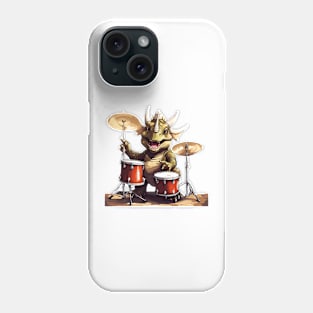 A triceratops playing the drums Phone Case