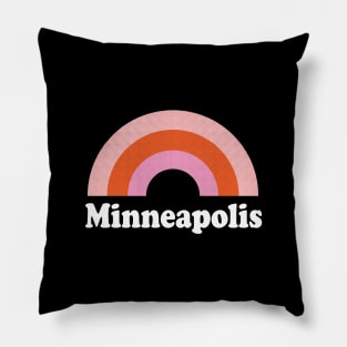 Minneapolis, Minnesota - MN Retro Rainbow and Text Pillow