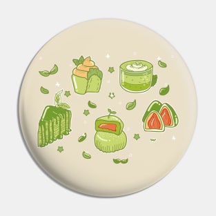 Matcha Love tea coffee strawberry cookie Pin