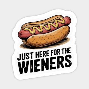 Just Here For The Wieners Funny 4th of July Hot Dog USA Magnet