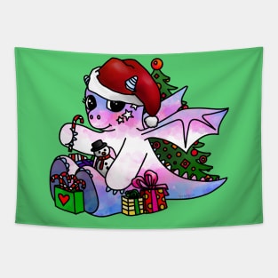 Little Trans Christmas Dragon Tapestry