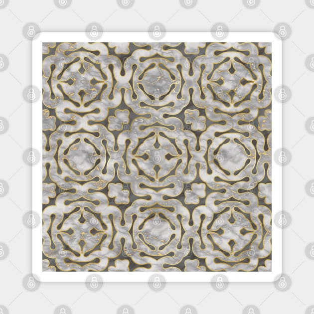 Grey and gold marble mosaic pattern Magnet by lents