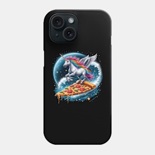 Fantasy Ride: Unicorn Surfing on Pizza Tee Phone Case