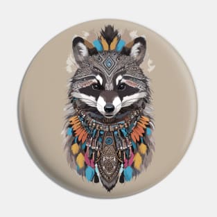 Raccoon Spirit Animal Geometric and Linework Design Pin