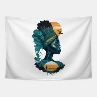 Teal African Queen Tapestry