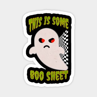 This Is Some Boo Sheet Funny Halloween Ghost Checkered Flag Magnet