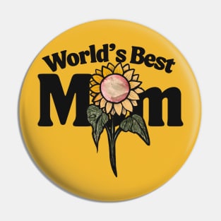 World's Best Mom Sunflower Pin