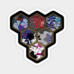 Japanese Geometrical Streetwear Design Floral Cherry Blossom Retro Art Earth Colours 584 Magnet