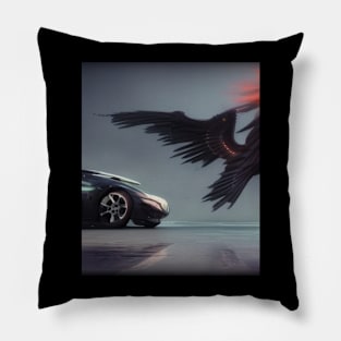 black car and wings Pillow