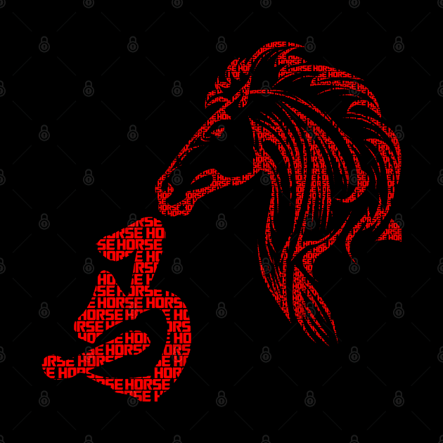 Horse Chinese zodiac red font style by INDONESIA68