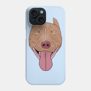 Smiling Red Nose Pit Bull with his Tongue Out - Line Art Phone Case