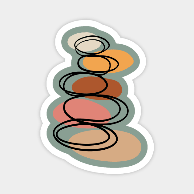 Modern minimalist balancing stones in earth tones illustration on calming green background Magnet by Ieva Li ART