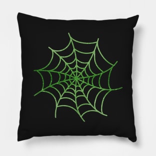 Green Glittery Spider's Web Pillow