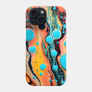 Vibrant Fluid Artistry in Aqua and Orange Phone Case