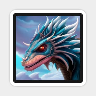 Angry Blue Sky Dragon with White Spikes Magnet