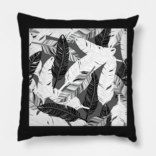 Black and White Feathers Pillow