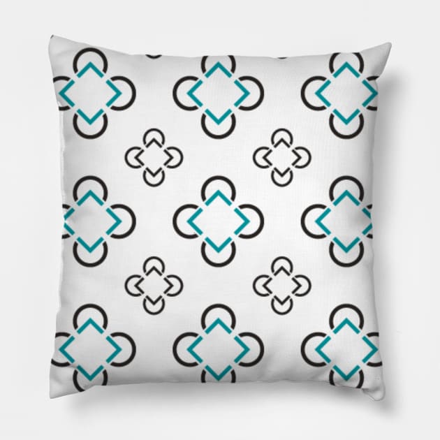 Modern Design White Background Black Blue Diamond Clover Negative Space Simple Print Pattern Mid Mod New School Home Decor Pillow by Shayna