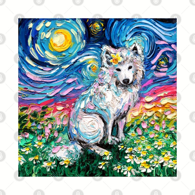 Samoyed Starry Night by sagittariusgallery