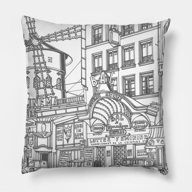 Moulin rouge Pillow by valery in the gallery