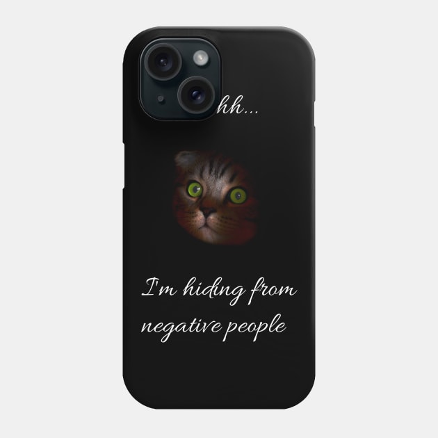 Funny Hiding from Negative people Cute Cat Phone Case by Bluepress