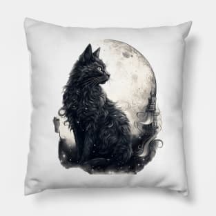 Feline Moonlight Pillow