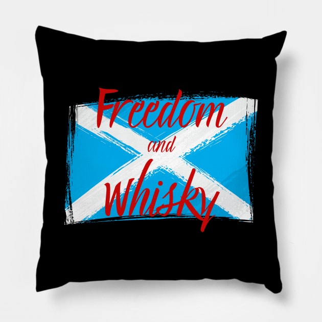 Freedom and Whisky Scotland Flag Pillow by MalibuSun