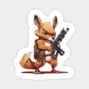 Armored Kangaroo Holding a Riffle Magnet