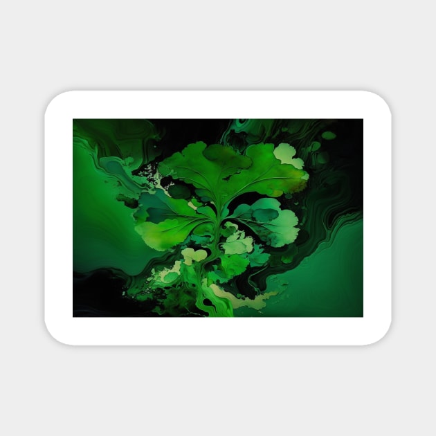 St Patricks Day Artwork - Green abstract artwork Magnet by Unwind-Art-Work