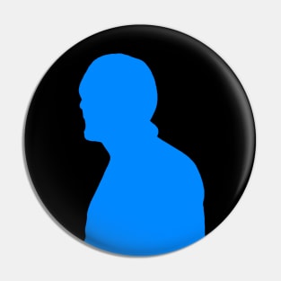 Looking Left Blue Shadowy Silhouette Pin